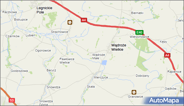 mapa Wądroże Małe, Wądroże Małe na mapie Targeo