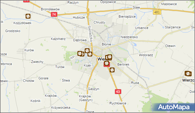 mapa Wieluń, Wieluń na mapie Targeo