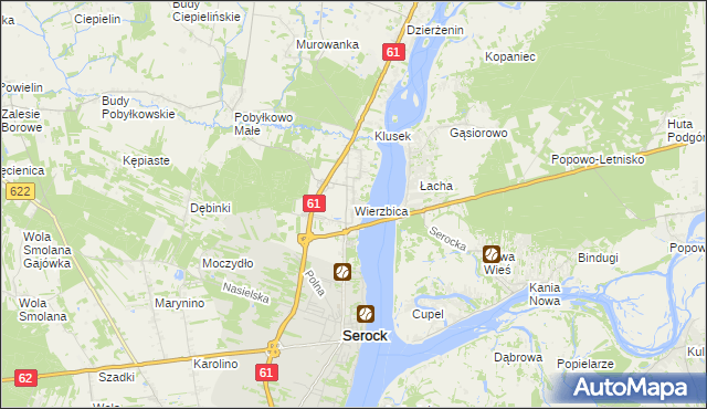 mapa Wierzbica gmina Serock, Wierzbica gmina Serock na mapie Targeo