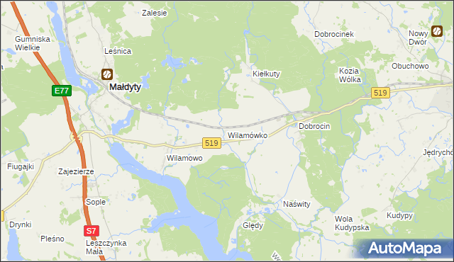 mapa Wilamówko, Wilamówko na mapie Targeo