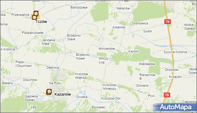 mapa Wilczy Ług, Wilczy Ług na mapie Targeo