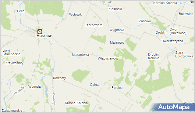 mapa Władysławów gmina Huszlew, Władysławów gmina Huszlew na mapie Targeo