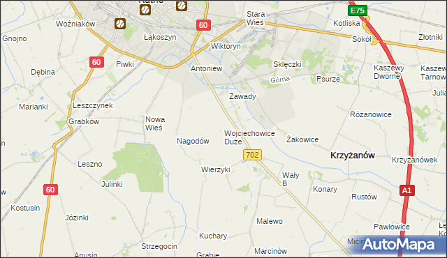 mapa Wojciechowice Duże, Wojciechowice Duże na mapie Targeo