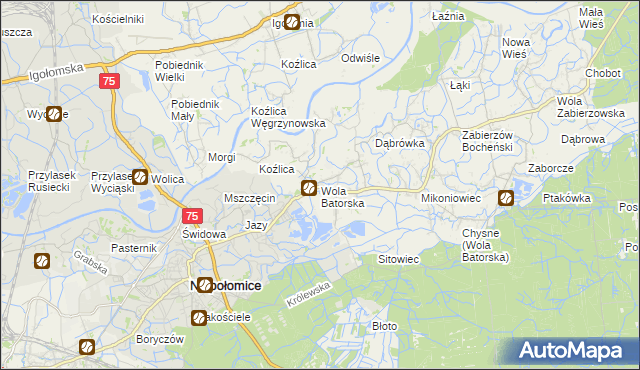 mapa Wola Batorska, Wola Batorska na mapie Targeo