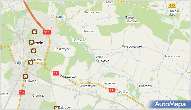 mapa Wola Książęca, Wola Książęca na mapie Targeo