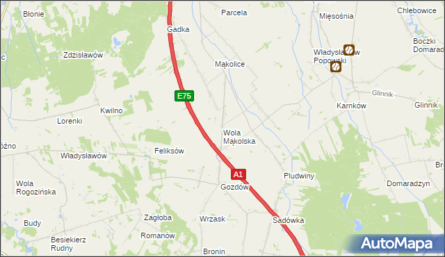 mapa Wola Mąkolska, Wola Mąkolska na mapie Targeo