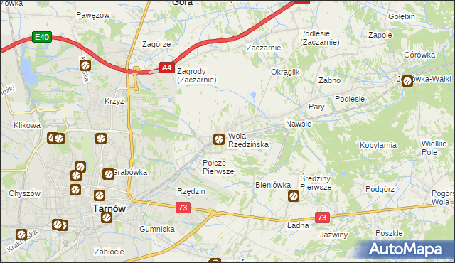 mapa Wola Rzędzińska, Wola Rzędzińska na mapie Targeo