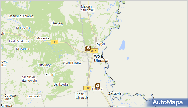 mapa Wola Uhruska, Wola Uhruska na mapie Targeo