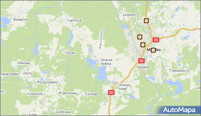 mapa Wołcza Wielka, Wołcza Wielka na mapie Targeo