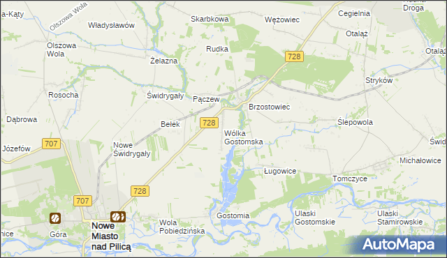 mapa Wólka Gostomska, Wólka Gostomska na mapie Targeo