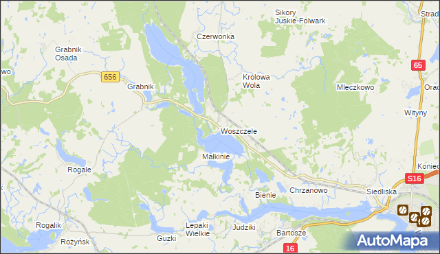 mapa Woszczele, Woszczele na mapie Targeo