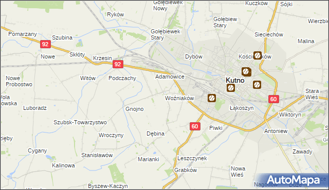 mapa Woźniaków, Woźniaków na mapie Targeo