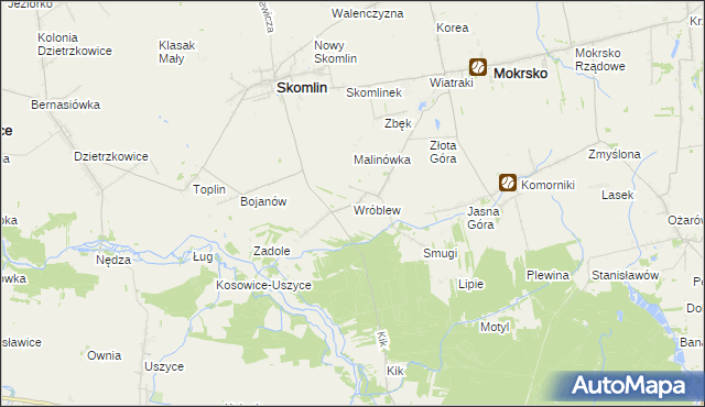 mapa Wróblew gmina Skomlin, Wróblew gmina Skomlin na mapie Targeo