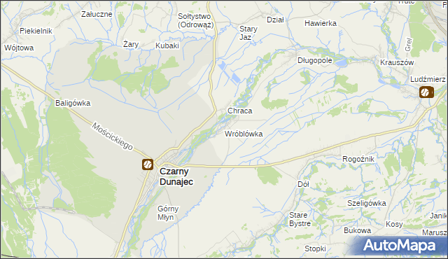 mapa Wróblówka gmina Czarny Dunajec, Wróblówka gmina Czarny Dunajec na mapie Targeo