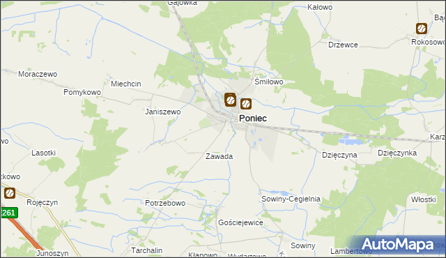 mapa Wydawy gmina Poniec, Wydawy gmina Poniec na mapie Targeo