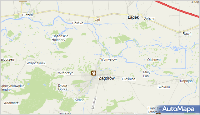 mapa Wymysłów gmina Zagórów, Wymysłów gmina Zagórów na mapie Targeo