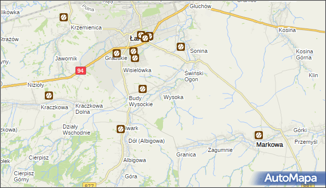 mapa Wysoka gmina Łańcut, Wysoka gmina Łańcut na mapie Targeo