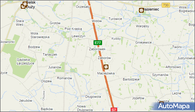 mapa Zaborów gmina Belsk Duży, Zaborów gmina Belsk Duży na mapie Targeo