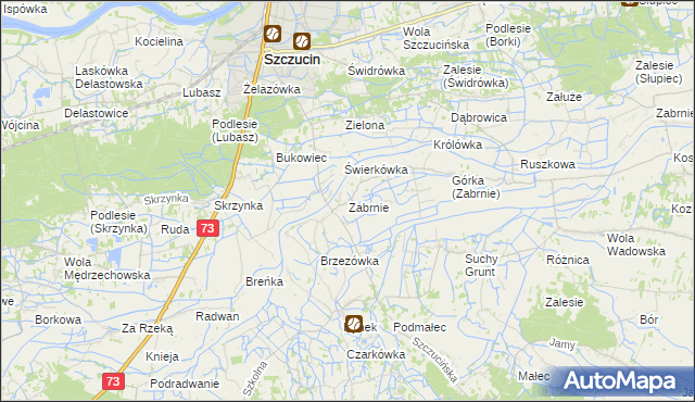 mapa Zabrnie gmina Szczucin, Zabrnie gmina Szczucin na mapie Targeo