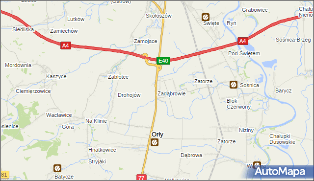 mapa Zadąbrowie gmina Orły, Zadąbrowie gmina Orły na mapie Targeo