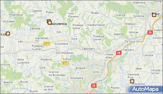 mapa Zagórzany gmina Gorlice, Zagórzany gmina Gorlice na mapie Targeo