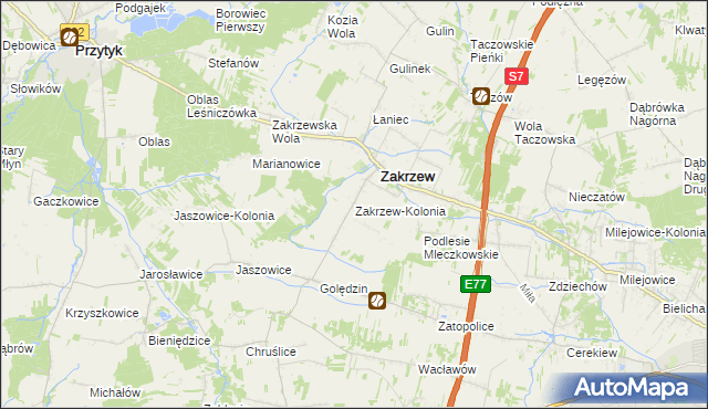 mapa Zakrzew-Kolonia gmina Zakrzew, Zakrzew-Kolonia gmina Zakrzew na mapie Targeo