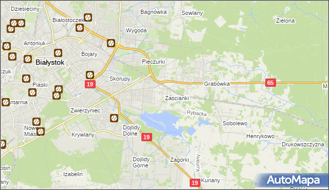mapa Zaścianki gmina Supraśl, Zaścianki gmina Supraśl na mapie Targeo