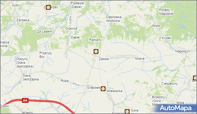 mapa Zasów, Zasów na mapie Targeo