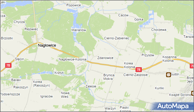 mapa Zdanowice, Zdanowice na mapie Targeo