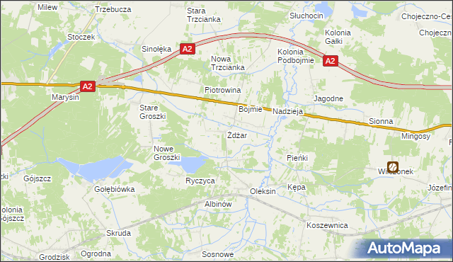 mapa Żdżar gmina Kotuń, Żdżar gmina Kotuń na mapie Targeo