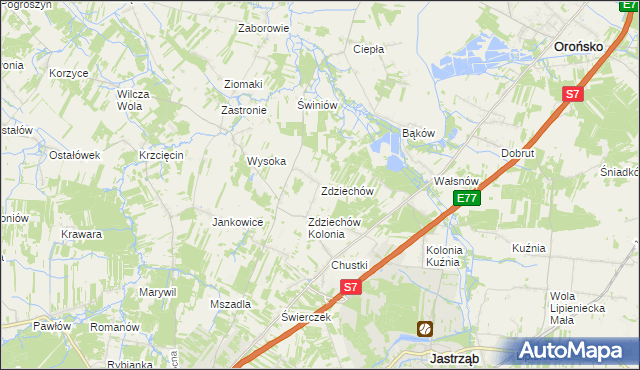 mapa Zdziechów gmina Szydłowiec, Zdziechów gmina Szydłowiec na mapie Targeo