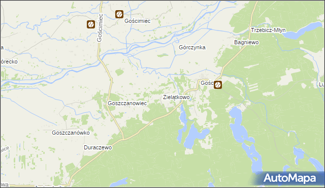 mapa Zielątkowo gmina Drezdenko, Zielątkowo gmina Drezdenko na mapie Targeo