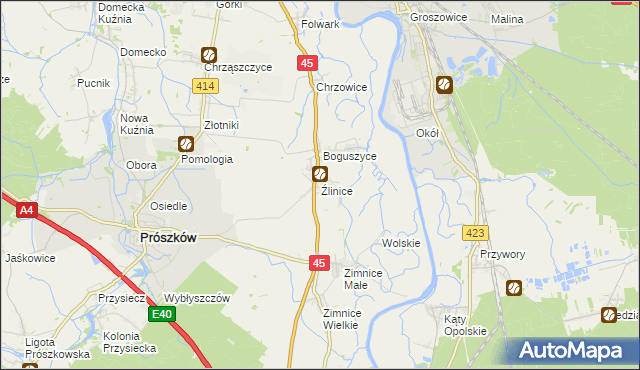 mapa Źlinice, Źlinice na mapie Targeo