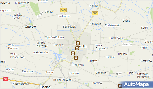 mapa Żychlin powiat kutnowski, Żychlin powiat kutnowski na mapie Targeo