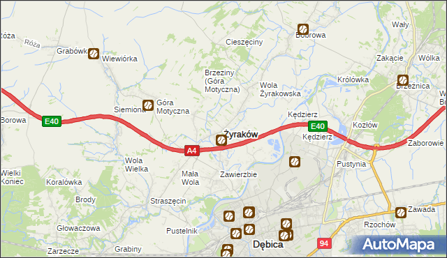 mapa Żyraków, Żyraków na mapie Targeo