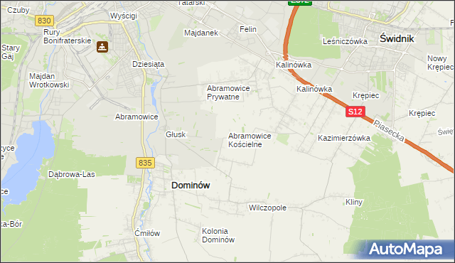 mapa Abramowice Kościelne, Abramowice Kościelne na mapie Targeo