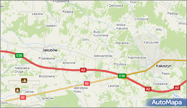 mapa Aleksandrów gmina Jakubów, Aleksandrów gmina Jakubów na mapie Targeo