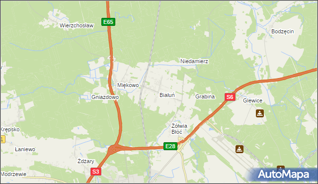 mapa Białuń gmina Goleniów, Białuń gmina Goleniów na mapie Targeo