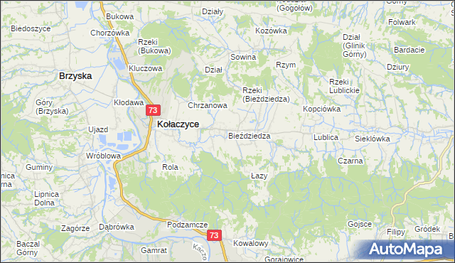 mapa Bieździedza, Bieździedza na mapie Targeo