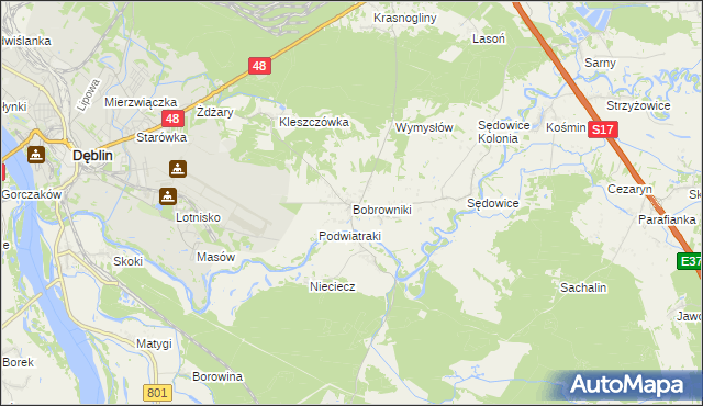 mapa Bobrowniki gmina Ryki, Bobrowniki gmina Ryki na mapie Targeo