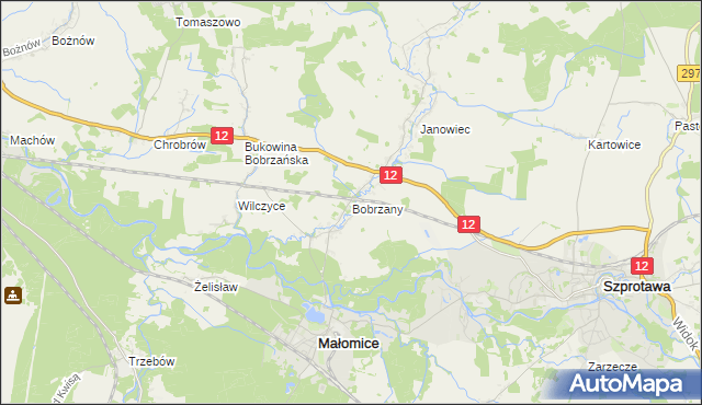 mapa Bobrzany, Bobrzany na mapie Targeo
