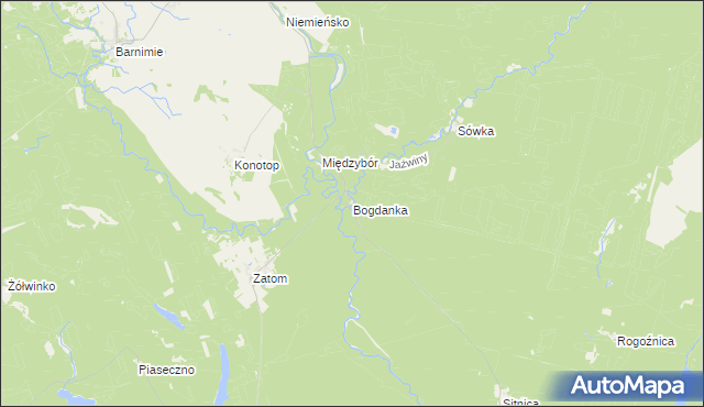 mapa Bogdanka gmina Drawno, Bogdanka gmina Drawno na mapie Targeo