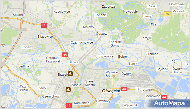 mapa Broszkowice, Broszkowice na mapie Targeo