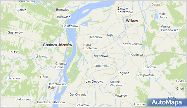 mapa Brzozowa gmina Wilków, Brzozowa gmina Wilków na mapie Targeo