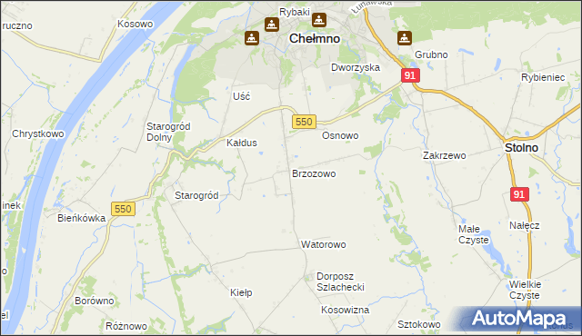 mapa Brzozowo gmina Kijewo Królewskie, Brzozowo gmina Kijewo Królewskie na mapie Targeo