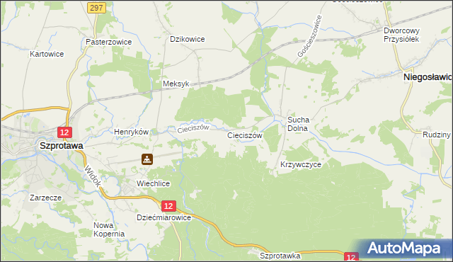 mapa Cieciszów, Cieciszów na mapie Targeo