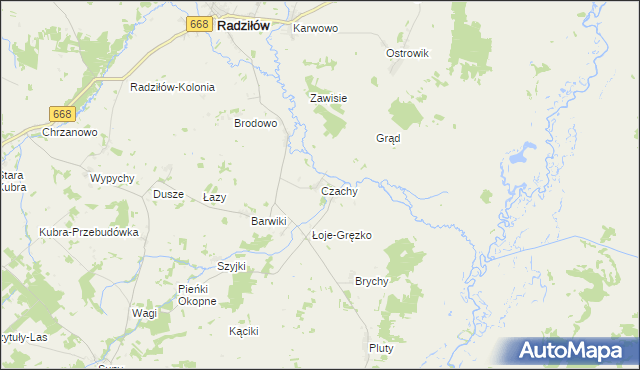 mapa Czachy gmina Radziłów, Czachy gmina Radziłów na mapie Targeo