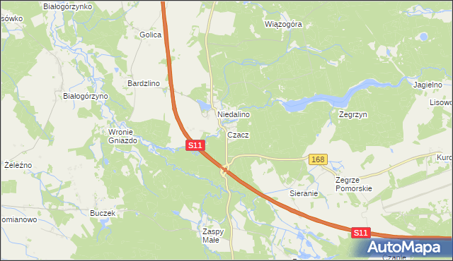 mapa Czacz gmina Świeszyno, Czacz gmina Świeszyno na mapie Targeo