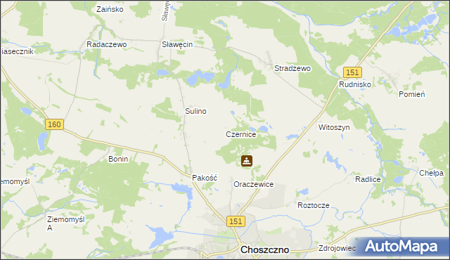 mapa Czernice gmina Choszczno, Czernice gmina Choszczno na mapie Targeo