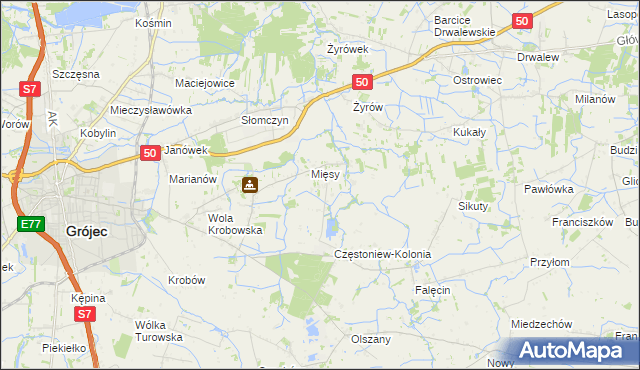 mapa Częstoniew, Częstoniew na mapie Targeo